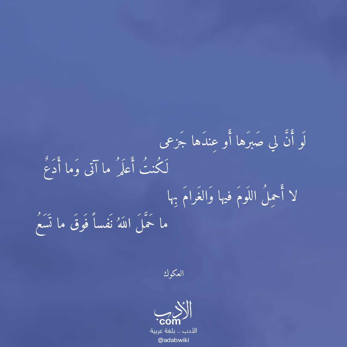 لو أن لي صبرها أو عندها جزعى - موسوعة الأدب العربي