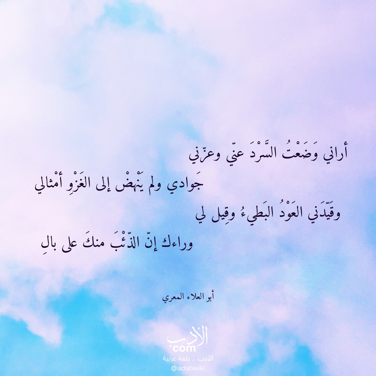 أراني وضعت السرد عني وعزني - موسوعة الأدب العربي