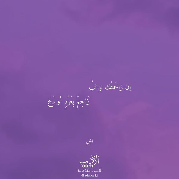 اقتباس من قصيدة إن زاحمتك نوائب لـ المحبي