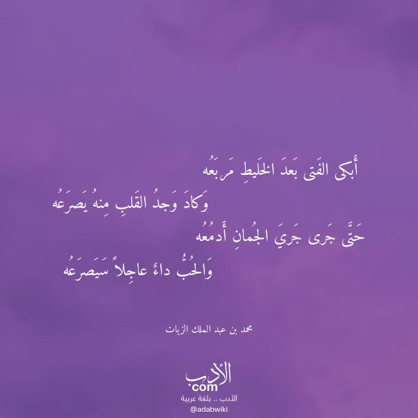 اقتباس من قصيدة أبكى الفتى بعد الخليط مربعه لـ محمد بن عبد الملك الزيات