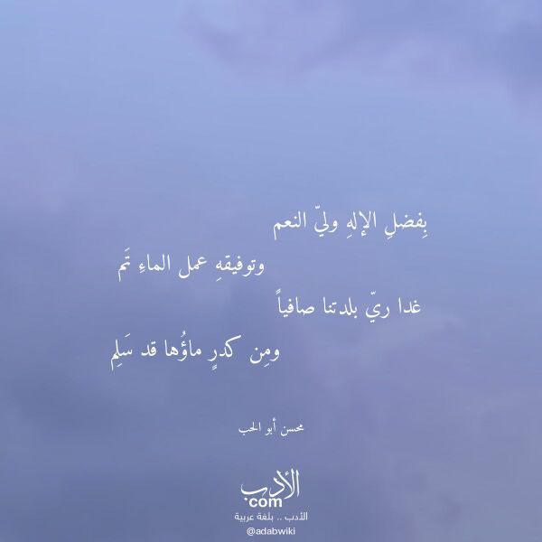 اقتباس من قصيدة بفضل الإله ولي النعم لـ محسن أبو الحب