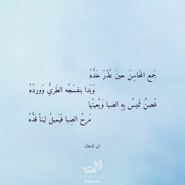 اقتباس من قصيدة جمع المحاسن حين عذر خده لـ ابن الدهان