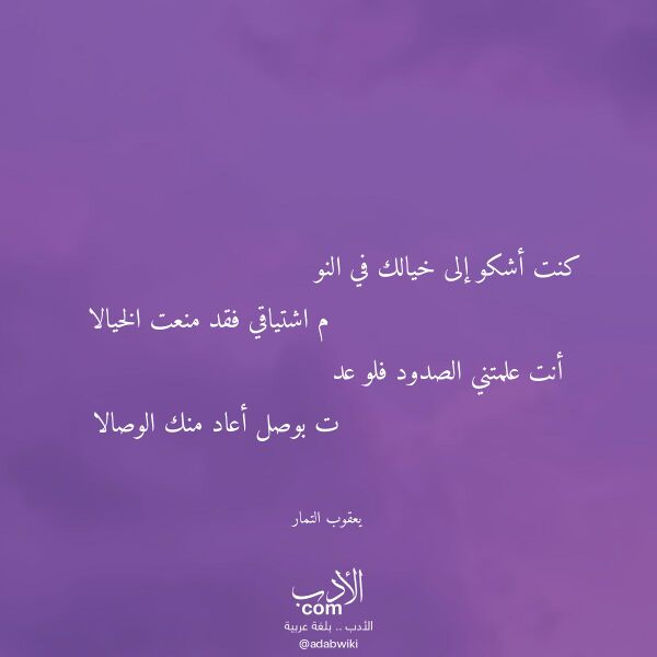 اقتباس من قصيدة كنت أشكو إلى خيالك في النو لـ يعقوب التمار