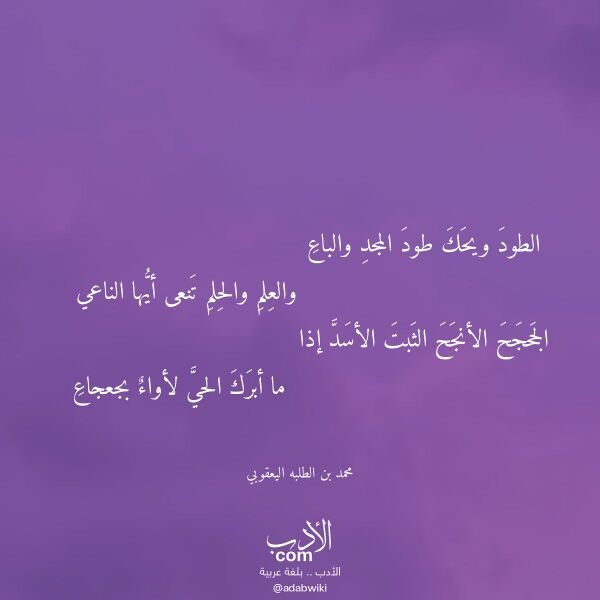 اقتباس من قصيدة الطود ويحك طود المجد والباع لـ محمد بن الطلبه اليعقوبي