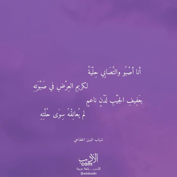 اقتباس من قصيدة أنا أصبو والتصابي حلية لـ شهاب الدين الخفاجي