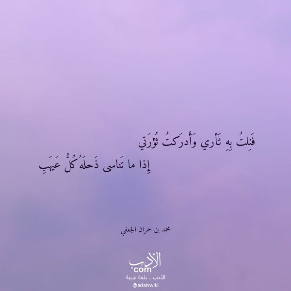 اقتباس من قصيدة فنلت به ثأري وأدركت ثؤرتي لـ محمد بن حمران الجعفي