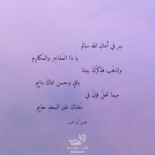 اقتباس من قصيدة سر في أمان الله سالم لـ محسن أبو الحب