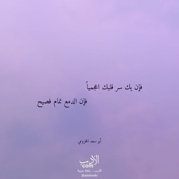 اقتباس من قصيدة فإن يك سر قلبك اعجميا لـ أبو سعد المخزومي