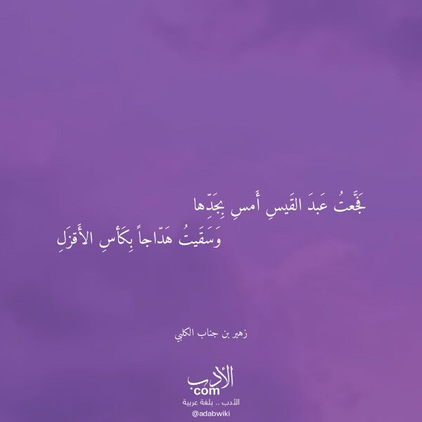 اقتباس من قصيدة فجعت عبد القيس أمس بجدها لـ زهير بن جناب الكلبي