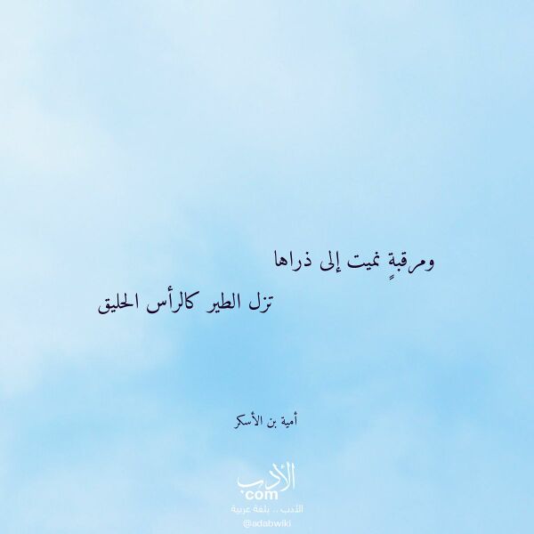 اقتباس من قصيدة ومرقبة نميت إلى ذراها لـ أمية بن الأسكر