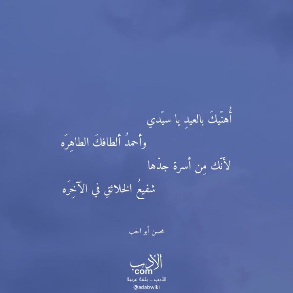اقتباس من قصيدة أهنيك بالعيد يا سيدي لـ محسن أبو الحب