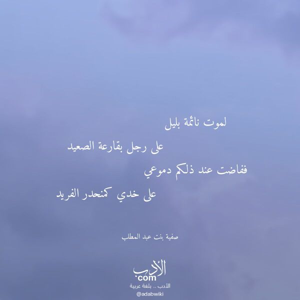 اقتباس من قصيدة لموت نائمة بليل لـ صفية بنت عبد المطلب