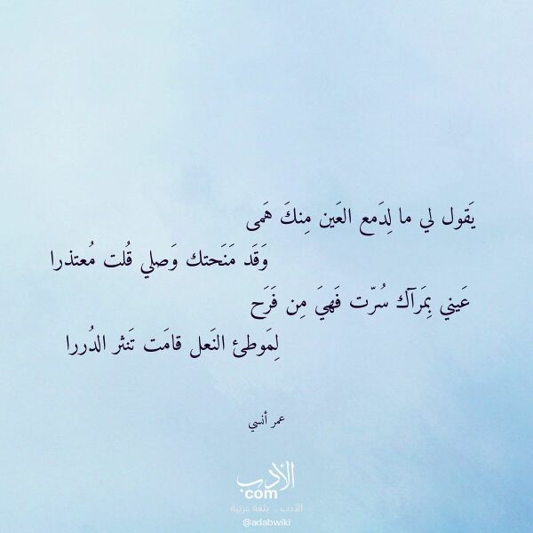 اقتباس من قصيدة يقول لي ما لدمع العين منك همى لـ عمر أنسي