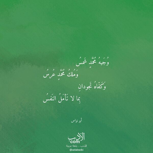 اقتباس من قصيدة وجيه محمد شمس لـ أبو نواس