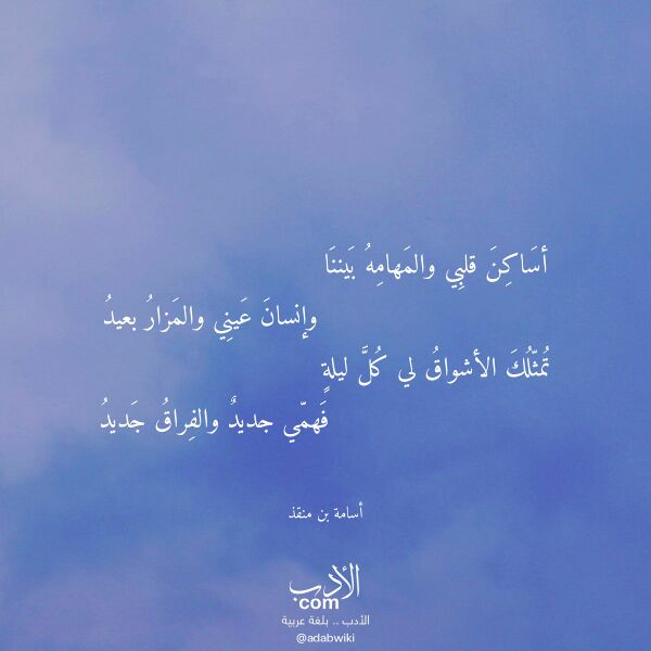 اقتباس من قصيدة أساكن قلبي والمهامه بيننا لـ أسامة بن منقذ