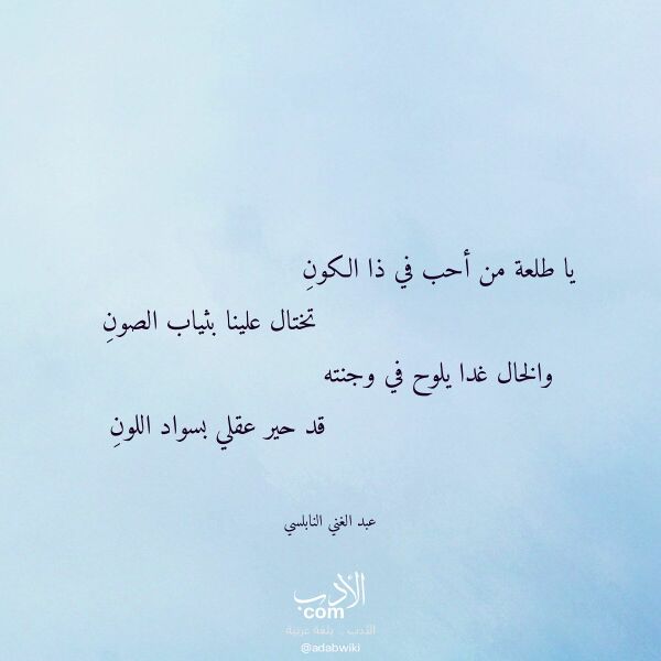 اقتباس من قصيدة يا طلعة من أحب في ذا الكون لـ عبد الغني النابلسي