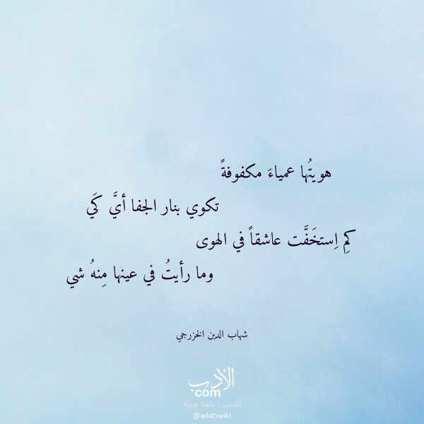 اقتباس من قصيدة هويتها عمياء مكفوفة لـ شهاب الدين الخزرجي