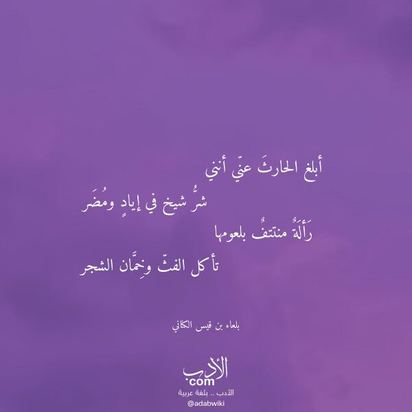 اقتباس من قصيدة أبلغ الحارث عني أنني لـ بلعاء بن قيس الكناني