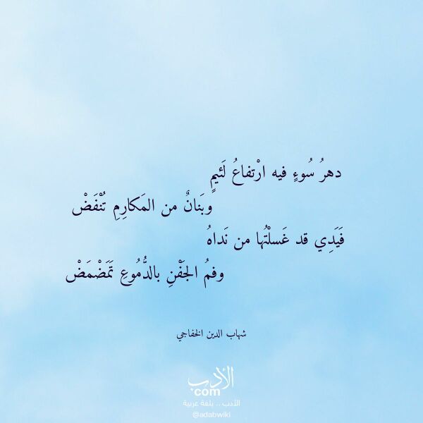 اقتباس من قصيدة دهر سوء فيه ارتفاع لئيم لـ شهاب الدين الخفاجي