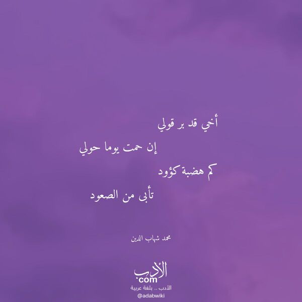 اقتباس من قصيدة أخي قد بر قولي لـ محمد شهاب الدين