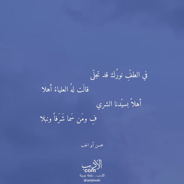 اقتباس من قصيدة في الطف نورك قد تجلى لـ محسن أبو الحب