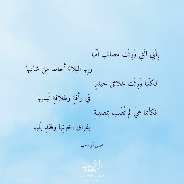 اقتباس من قصيدة بأبي التي ورثت مصائب أمها لـ محسن أبو الحب