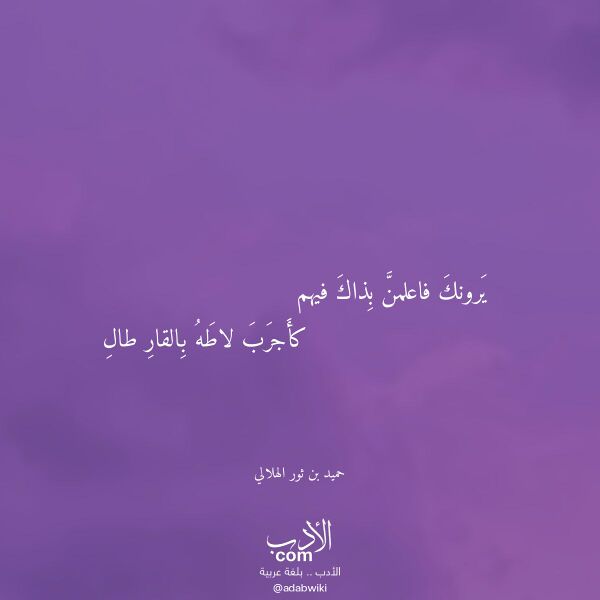اقتباس من قصيدة يرونك فاعلمن بذاك فيهم لـ حميد بن ثور الهلالي