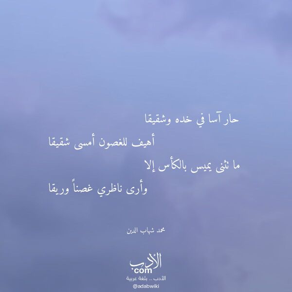 اقتباس من قصيدة حار آسا في خده وشقيقا لـ محمد شهاب الدين