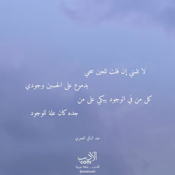 اقتباس من قصيدة لا تلمني إن قلت للعين سحي لـ عبد الباقي العمري