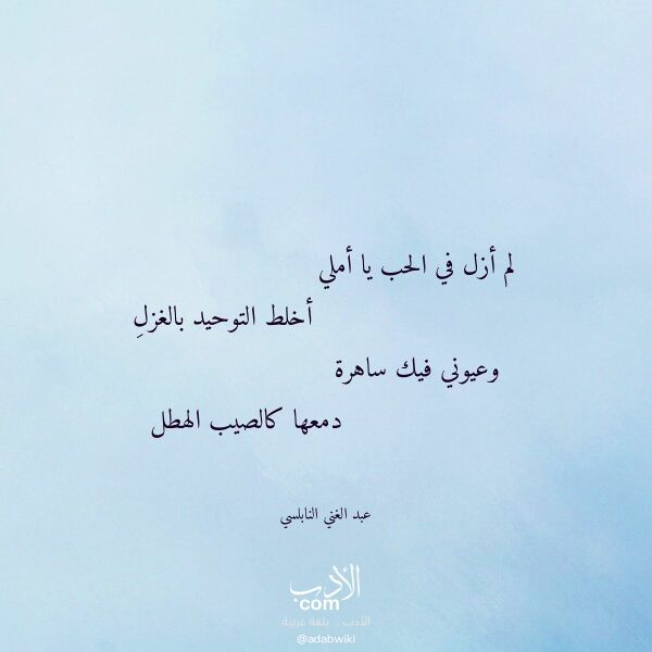 اقتباس من قصيدة لم أزل في الحب يا أملي لـ عبد الغني النابلسي