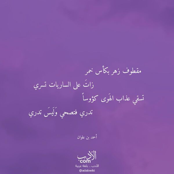 اقتباس من قصيدة مقطوف زهر بكأس خمر لـ أحمد بن علوان