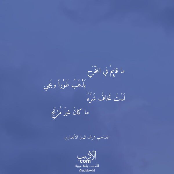 اقتباس من قصيدة ما قائم في المخرج لـ الصاحب شرف الدين الأنصاري
