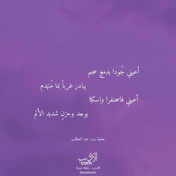اقتباس من قصيدة أعيني جودا بدمع سجم لـ صفية بنت عبد المطلب