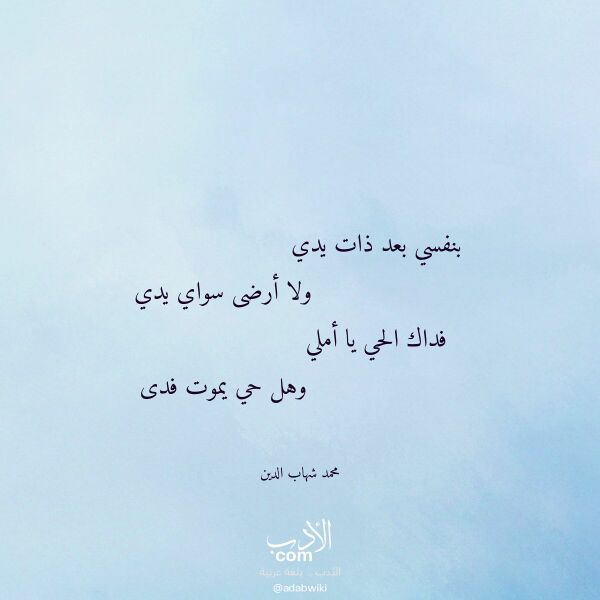 اقتباس من قصيدة بنفسي بعد ذات يدي لـ محمد شهاب الدين
