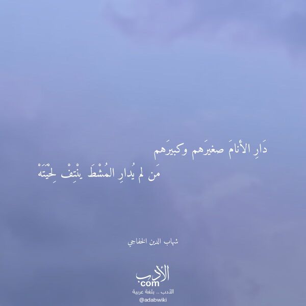 اقتباس من قصيدة دار الأنام صغيرهم وكبيرهم لـ شهاب الدين الخفاجي