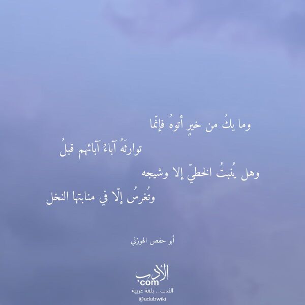 اقتباس من قصيدة وما يك من خير أتوه فإنما لـ أبو حفص الهوزني