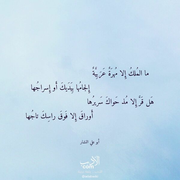 اقتباس من قصيدة ما الملك إلا مهرة عربية لـ أبو علي النشار