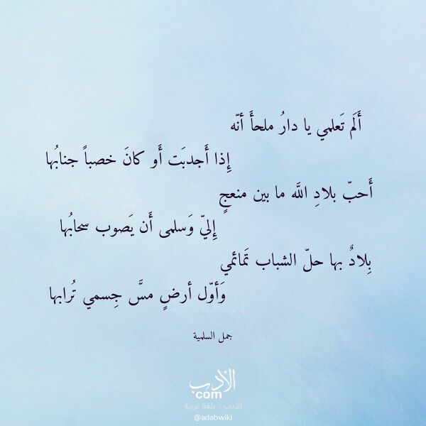 اقتباس من قصيدة ألم تعلمي يا دار ملحأ أنه لـ جمل السلمية