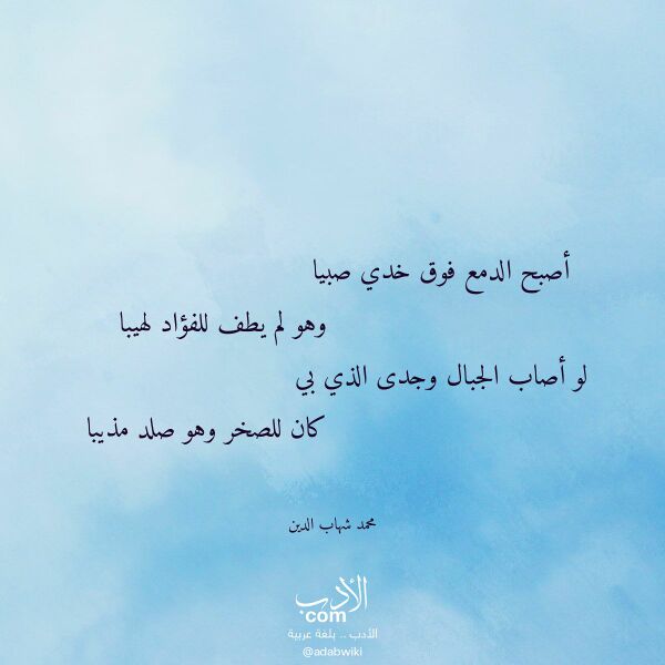 اقتباس من قصيدة أصبح الدمع فوق خدي صبيا لـ محمد شهاب الدين