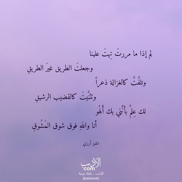 اقتباس من قصيدة لم إذا ما مررت تهت علينا لـ الخبز أرزي
