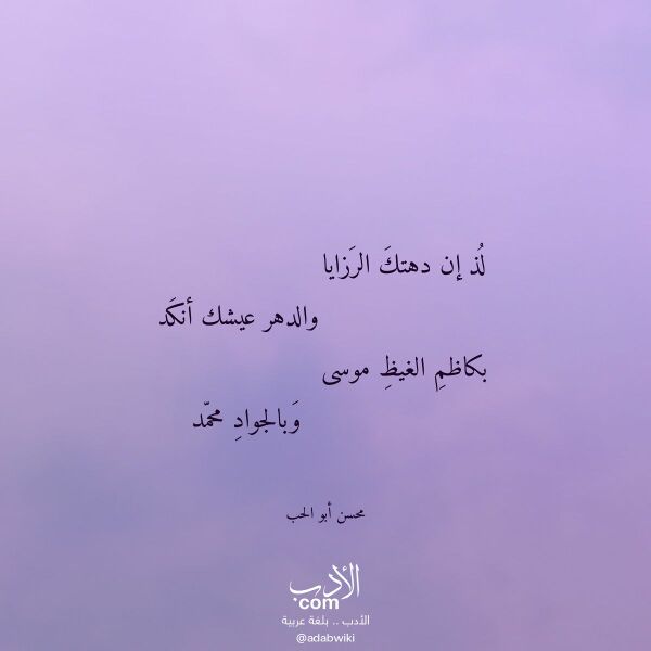 اقتباس من قصيدة لذ إن دهتك الرزايا لـ محسن أبو الحب