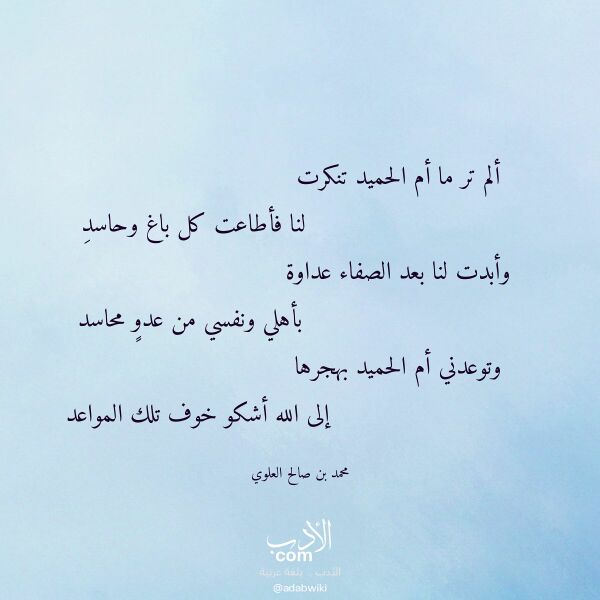 اقتباس من قصيدة ألم تر ما أم الحميد تنكرت لـ محمد بن صالح العلوي