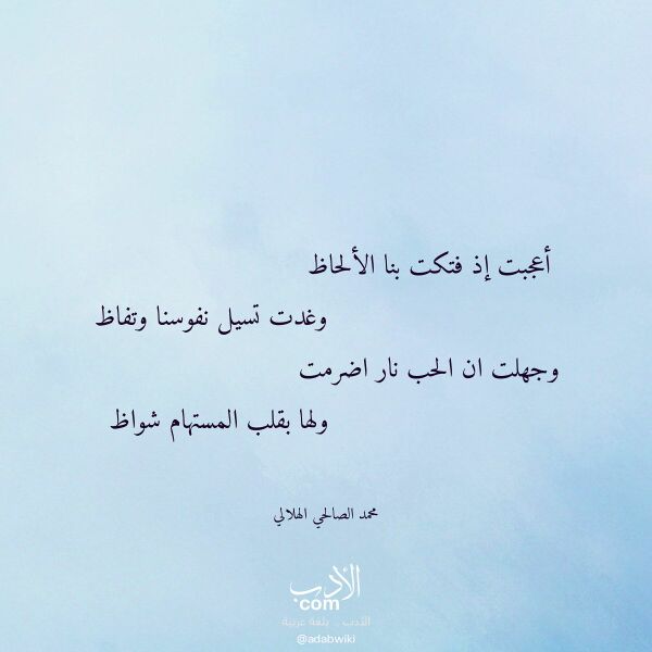 اقتباس من قصيدة أعجبت إذ فتكت بنا الألحاظ لـ محمد الصالحي الهلالي