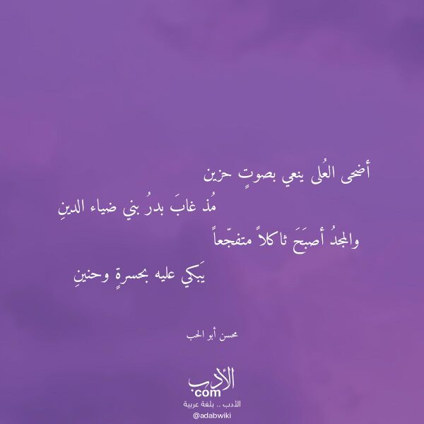 اقتباس من قصيدة أضحى العلى ينعي بصوت حزين لـ محسن أبو الحب
