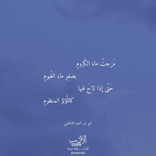 اقتباس من قصيدة مزجت ماء الكروم لـ تميم ابن المعز الفاطمي