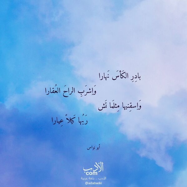 اقتباس من قصيدة بادر الكأس نهارا لـ أبو نواس