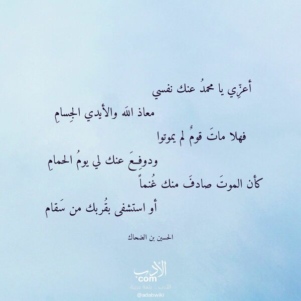 اقتباس من قصيدة أعزي يا محمد عنك نفسي لـ الحسين بن الضحاك