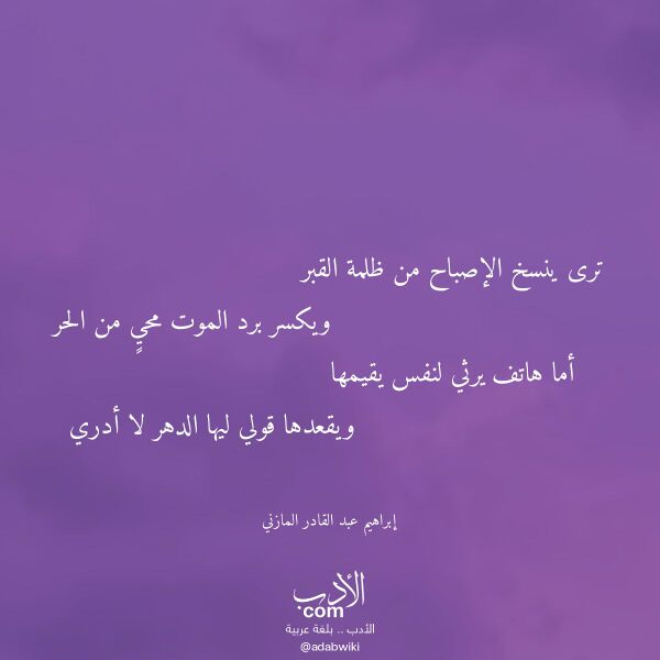 اقتباس من قصيدة ترى ينسخ الإصباح من ظلمة القبر لـ إبراهيم عبد القادر المازني