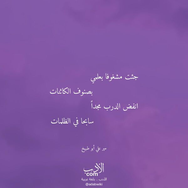 اقتباس من قصيدة جئت مشغوفا بعلمي لـ مير علي أبو طبيخ