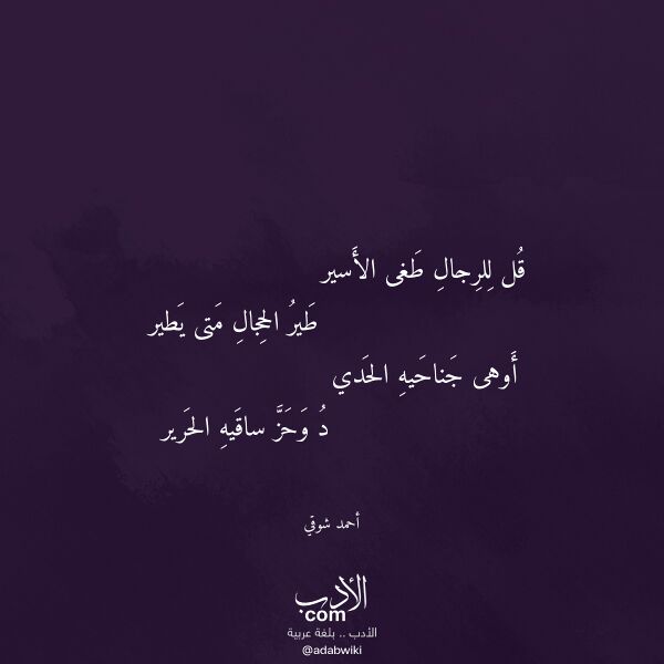 اقتباس من قصيدة قل للرجال طغى الأسير لـ أحمد شوقي